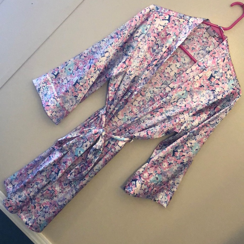 Floral silky robe.